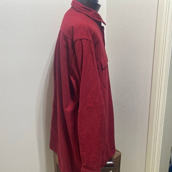 L.L. Bean Dark Red 100% Cotton Chamois Cloth Button Front Men's Shirt Size XXL - Picture 4 of 9